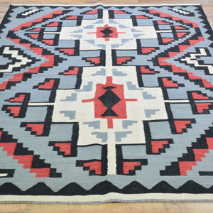 Hand-Woven Flat-Weave Southwestern Design Handmade Wool Rug (Size 5.0 X 6.10) Cwral-10944