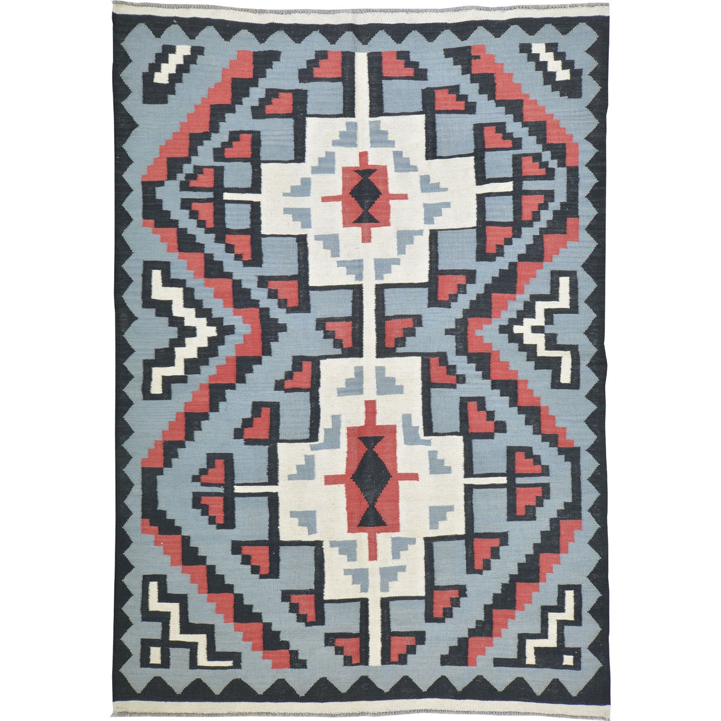 Hand-Woven Flat-Weave Southwestern Design Handmade Wool Rug (Size 5.0 X 6.10) Cwral-10944