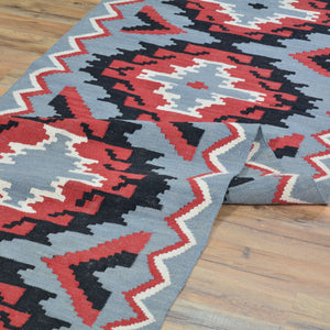 Hand-Woven Flat-Weave Southwestern Design Handmade Wool Rug (Size 2.8 X 9.11) Cwral-10947