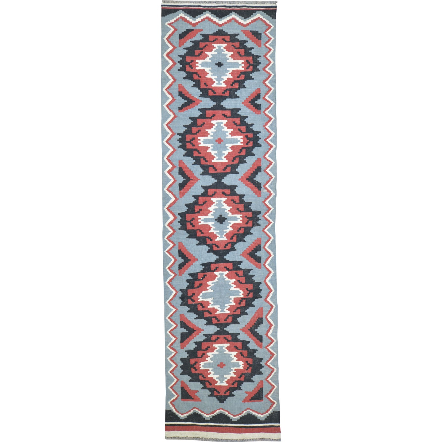 Hand-Woven Flat-Weave Southwestern Design Handmade Wool Rug (Size 2.8 X 9.11) Cwral-10947