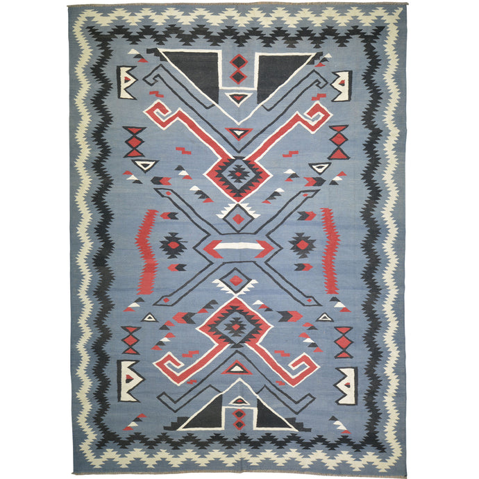 Hand-Woven Flat-Weave Southwestern Design Handmade Wool Rug (Size 8.10 X 11.11) Cwral-10950