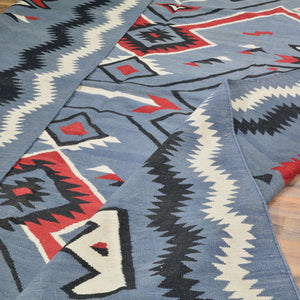 Hand-Woven Flat-Weave Southwestern Design Handmade Wool Rug (Size 8.10 X 11.11) Cwral-10950