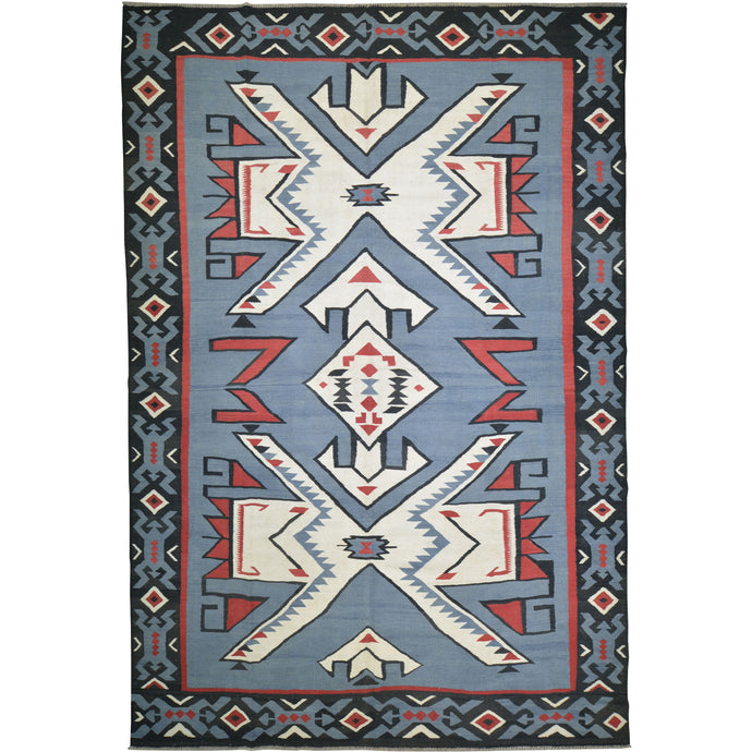 Hand-Woven Flat-Weave Southwestern Design Handmade Wool Rug (Size 8.10 X 12.8) Cwral-10953