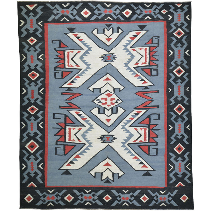 Hand-Woven Flat-Weave Southwestern Design Handmade Wool Rug (Size 8.2 X 9.5) Cwral-10956