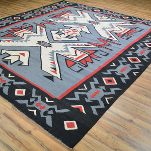 Hand-Woven Flat-Weave Southwestern Design Handmade Wool Rug (Size 8.2 X 9.5) Cwral-10956