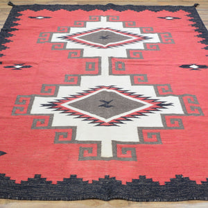 Flat-Weave Southwestern Design Antique Looks Wool Rug (Size 5.11 X 8.10) Cwral-10962