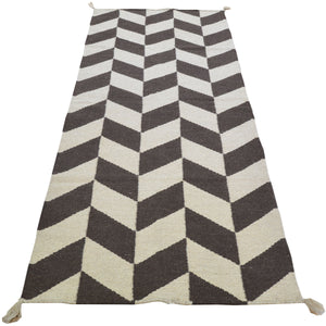 Hand-Woven Flat-Weave Contemporary Design Handmade Wool Rug (Size 2.7 X 7.9) Cwral-10986