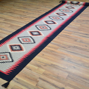 Hand-Woven Reversible Southwestern Design Handmade Wool Kilim (Size 2.6 X 15.7) Cwral-10992