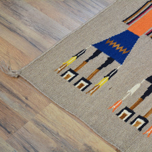 Hand-Woven Flat-Weave Kachina Doll  Design Handmade Wool Rug (Size 4.0 X 5.8) Cwral-11028