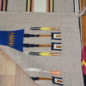 Hand-Woven Flat-Weave Kachina Doll  Design Handmade Wool Rug (Size 4.0 X 5.8) Cwral-11028