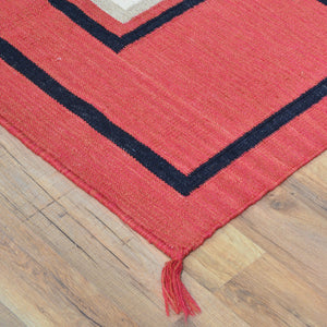 Hand-Woven Flat-Weave Contemporary Design Handmade Wool Rug (Size 3.2 X 4.11) Cwral-11034