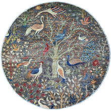 Load image into Gallery viewer, Hand-Knotted Paradise Birds Design Round Handmade Wool  Rug (Size 5.9 X 5.10) Cwral-11076