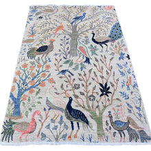 Load image into Gallery viewer, Hand-Knotted Paradise Birds Design Round Handmade Wool  Rug (Size 4.1 X 5.11) Cwral-11082