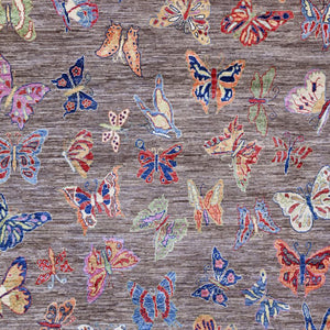 Hand-Knotted Paradise Butterfly Design Handmade Wool  Rug (Size 6.0 X 8.9) Cwral-11085