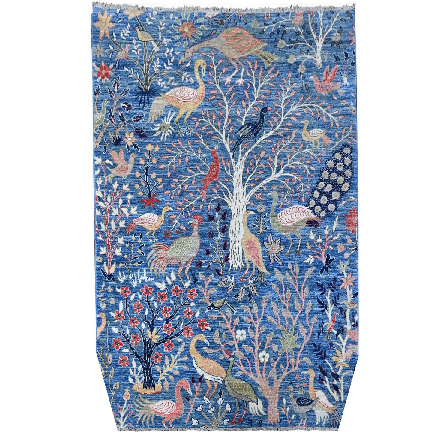 Hand-Knotted Paradise Birds Design Handmade Wool Rug (Size 5.0 X 6.11) Cwral-11091