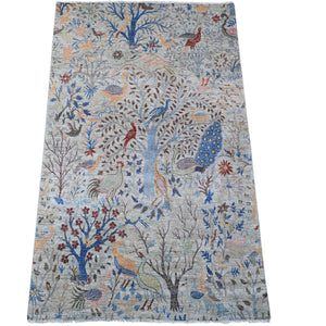 Hand-Knotted Paradise Birds Design Handmade Wool Rug (Size 5.11 X 8.11) Cwral-11094