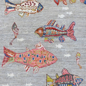 Hand-Knotted Peshawar Fish Design Handmade Wool Rug (Size 3.0 X 4.10) Cwral-11103