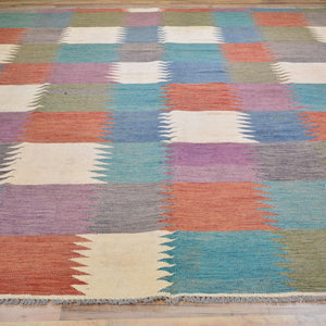 Hand-Woven Flat-Weave Modern Style Handmade Wool Rug (Size 8.2 X 9.9) Cwral-11115