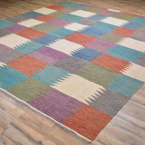 Hand-Woven Flat-Weave Modern Style Handmade Wool Rug (Size 8.2 X 9.9) Cwral-11115