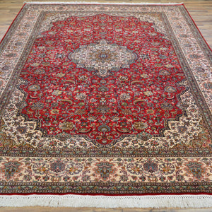 Hand-Knotted Kashmiri Silk Traditional Design Handmade Rug (Size 5.11 X 9.2) Cwral-11118