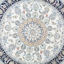 Load image into Gallery viewer, Hand-Knotted Oriental Wool &amp; Silk Nain Design Handmade Round Rug (Size 6.0 X 6.0) Cwral-11148