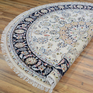 Hand-Knotted Oriental Wool & Silk Nain Design Handmade Round Rug (Size 6.0 X 6.0) Cwral-11148