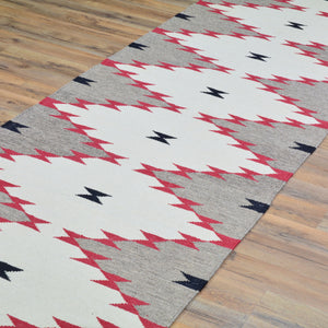 Hand-Woven Reversible Southwestern Design Handmade Wool Kilim (Size 2.8 X 9.9) Cwral-11157