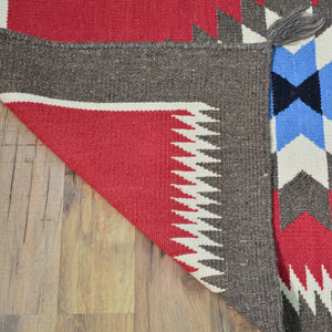 Hand-Woven Reversible Southwestern Design Handmade Wool Kilim (Size 2.7 X 9.9) Cwral-11163