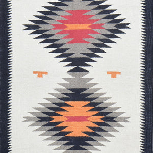 Hand-Woven Reversible Southwestern Design Handmade Wool Kilim (Size 2.7 X 9.9) Cwral-11166