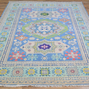 Hand-Knotted Traditional Kazak Caucasian Design Handmade Rug (Size 4.10 X 7.4) Cwral-11175