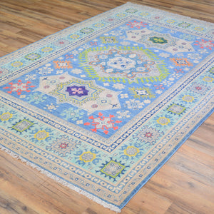 Hand-Knotted Traditional Kazak Caucasian Design Handmade Rug (Size 4.10 X 7.4) Cwral-11175