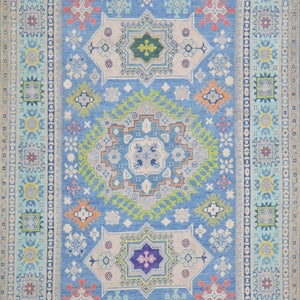 Hand-Knotted Traditional Kazak Caucasian Design Handmade Rug (Size 4.10 X 7.4) Cwral-11175