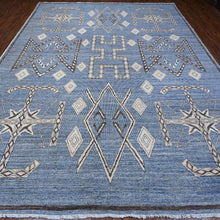 Load image into Gallery viewer, Hand-Knotted Kazak Tribal Wool Rug 10x14 Blue Cwral-11313