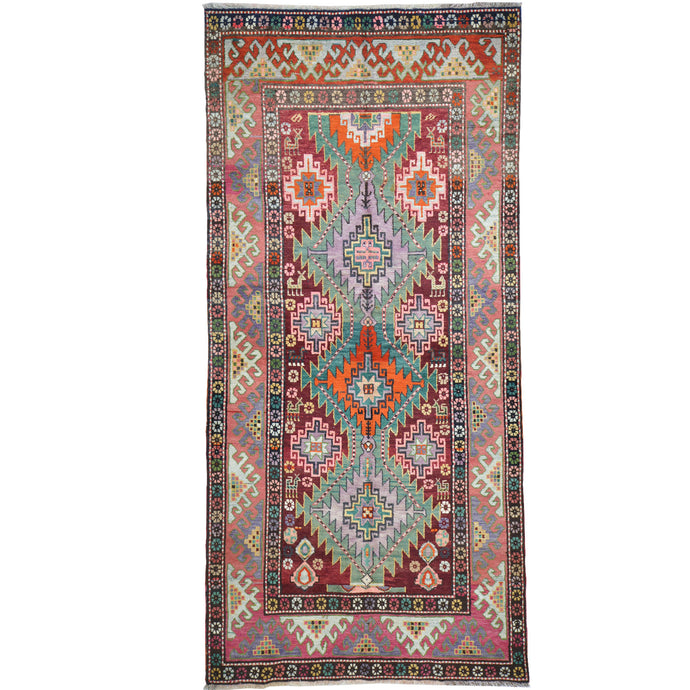 Hand-Knotted Tribal Vintage Turkish Design Handmade Wool Rug (Size 4.8 X 9.7) Cwral-11415