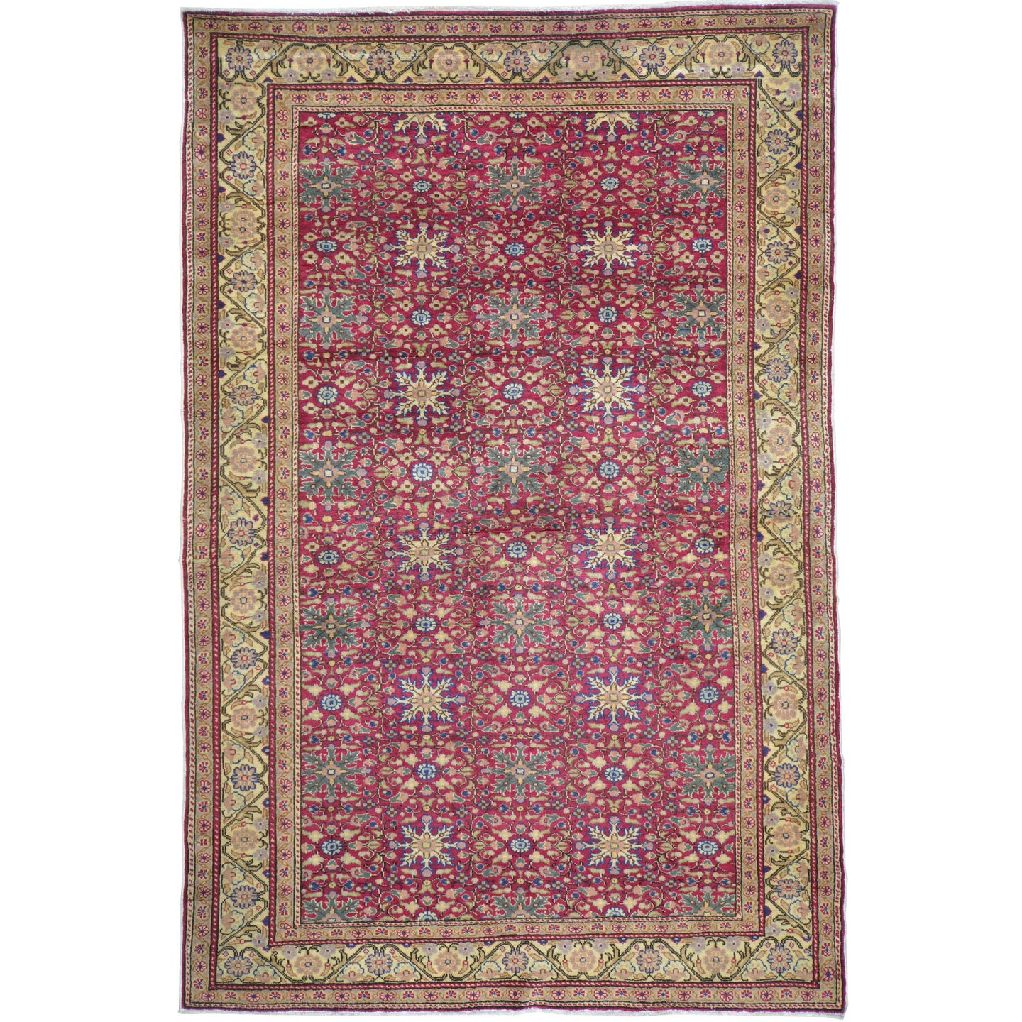 Hand-Knotted Vintage Turkish Sivas Tribal Design Handmade Rug (Size 4.9 X 7.1) Cwral-11439