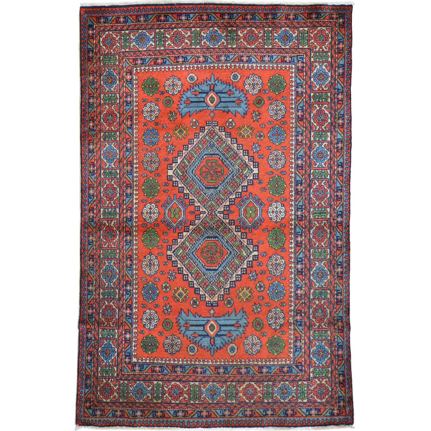 Hand-Knotted Vintage Turkish Tribal Design Handmade Wool Rug (Size 4.1 X 6.3) Cwral-11442