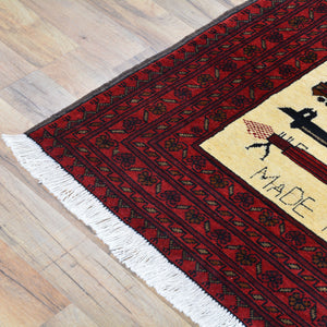Hand-Knotted Afghan Turkoman War Design Handmade Rug (Size 4.2 X 6.4) Cwral-11463