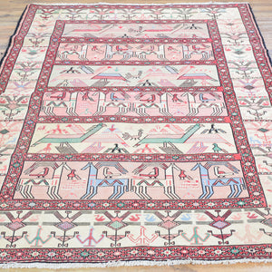 Hand-Woven Vintage Sumak Tribal Handmade Oriental Silk Rug (Size 4.0 X 6.1) Cwral-11466