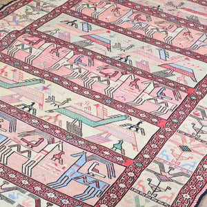 Hand-Woven Vintage Sumak Tribal Handmade Oriental Silk Rug (Size 4.0 X 6.1) Cwral-11466