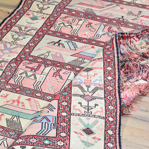 Hand-Woven Vintage Sumak Tribal Handmade Oriental Silk Rug (Size 4.0 X 6.1) Cwral-11466