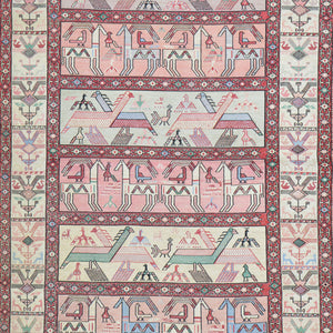 Hand-Woven Vintage Sumak Tribal Handmade Oriental Silk Rug (Size 4.0 X 6.1) Cwral-11466