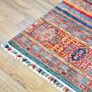 Hand-Knotted Kazak Khorjin Traditional Design Handmade Rug (Size 4.0 X 5.7) Cwral-11472