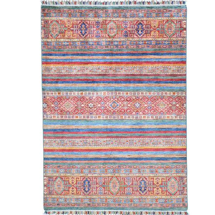 Hand-Knotted Kazak Khorjin Traditional Design Handmade Rug (Size 4.0 X 5.7) Cwral-11472
