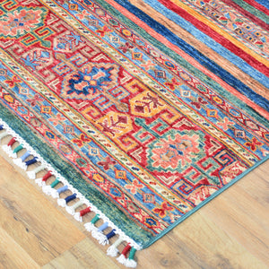 Hand-Knotted Kazak Khorjin Traditional Design Handmade Rug (Size 4.0 X 5.7) Cwral-11472