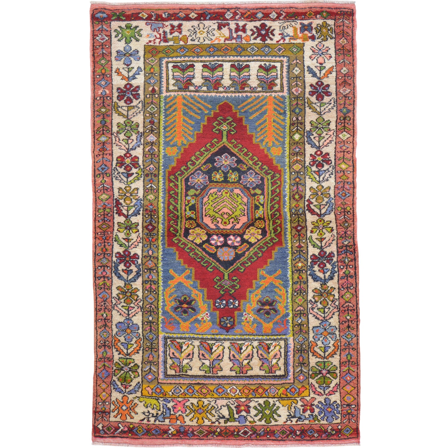 Hand-Knotted Vintage Turkish Tribal Design Handmade Wool Rug (Size 3.6 X 5.7) Cwral-11487