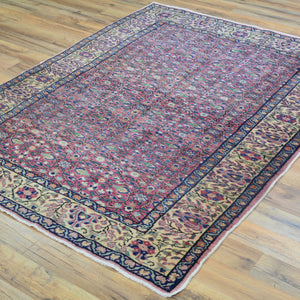 Hand-Knotted Vintage Turkish Design Handmade Wool Rug (Size 4.0 X 5.3) Cwral-11499