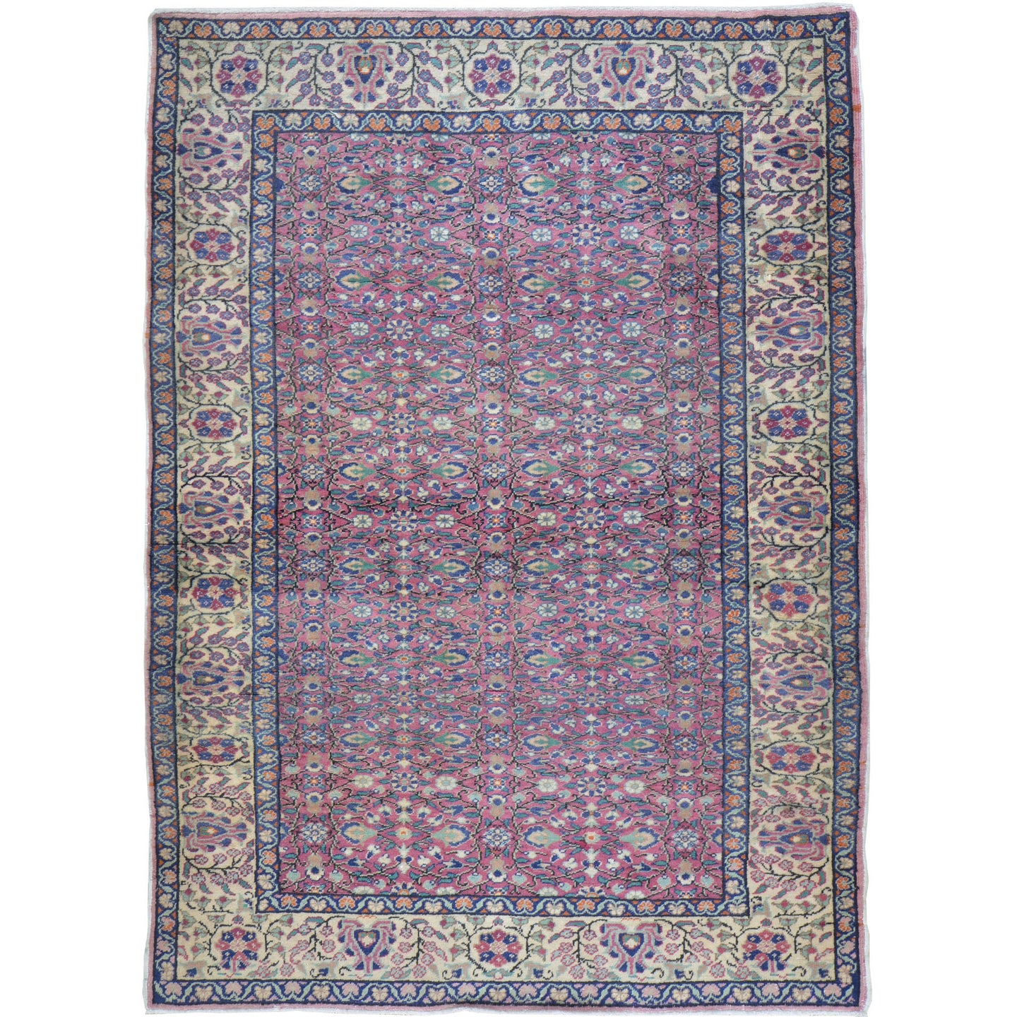 Hand-Knotted Vintage Turkish Design Handmade Wool Rug (Size 4.0 X 5.3) Cwral-11499