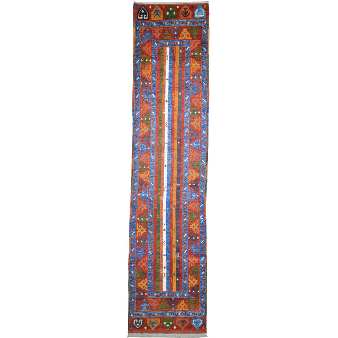Hand-Knotted Vintage Kashkuli Tribal Design Handmade Wool Rug (Size 3.0 X 12.9) Cwral-11505