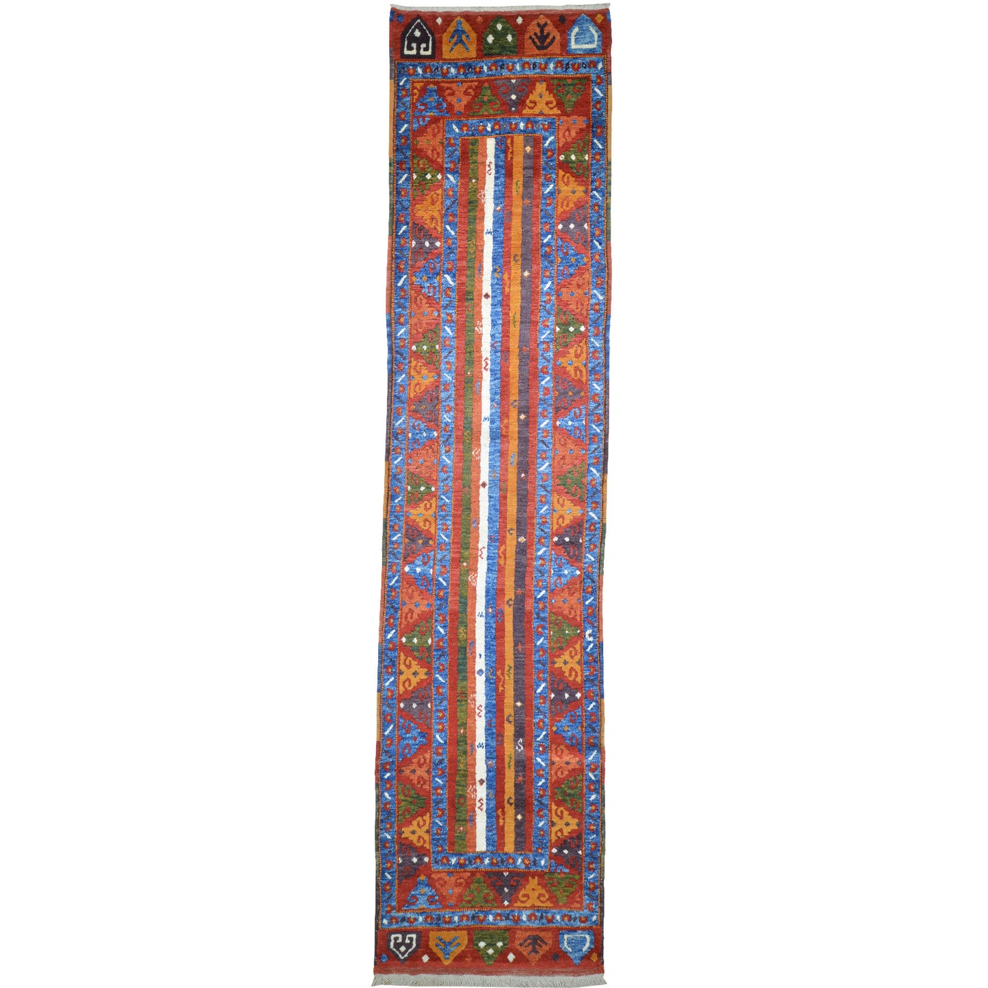 Hand-Knotted Vintage Kashkuli Tribal Design Handmade Wool Rug (Size 3.0 X 12.9) Cwral-11505