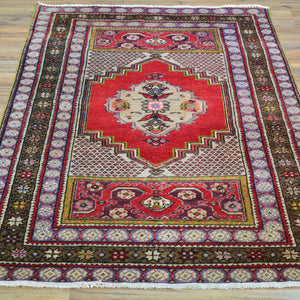 Hand-Knotted Vintage Turkish Tribal Design Handmade Wool Rug (Size 3.3 X 5.5) Cwral-11514